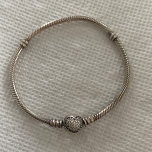 COPY - Pandora Moments Sparkling Heart Clasp Snake Chain Bracelet 7.5 inches